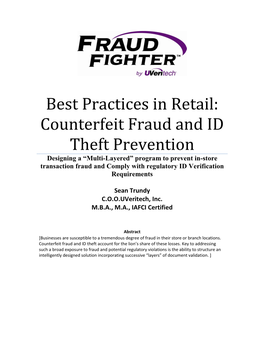 Best Practices in Retail: Counterfeit Fraud and ID Theft Prevention