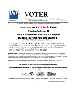Human Trafficking (Exploitation) MOT SENIOR CENTER, 300 So