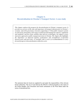 Chapter 4. Decentralisation in Ukraine's Transport Sector: a Case