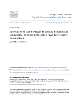 Inferring Food Web Structure to Identify Seasonal and Longitudinal Patterns in Ogeechee River Invertebrate Communities