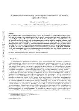 Arxiv:1308.0446V1 [Astro-Ph.EP] 2 Aug 2013