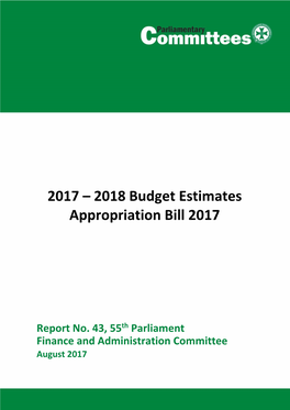 2018 Budget Estimates Appropriation Bill 2017