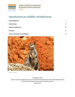 Introduction to Wildlife Rehabilitation