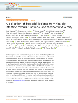 A Collection of Bacterial Isolates from the Pig Intestine Reveals Functional and Taxonomic Diversity