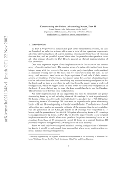 Arxiv:Math/0211348V1 [Math.GT] 22 Nov 2002 Ai,Wlgn Tus E U Ua Oka,Gi Ln an Flint Ghia Lookman, Turab Yu, Pei Struss, Wolfgang Tario, Introduction 1