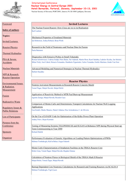Conference Nuclear Energy in Central Europe, Portoroz 2001
