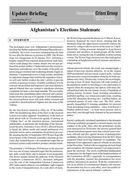 Afghanistan's Elections Stalemate