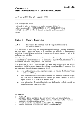 Ordonnance Instituant Des Mesures À L'encontre Du Libéria 946.231.16