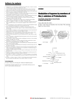 Nodulation of Legumes by Members of Theb-Subclass of Proteobacteria