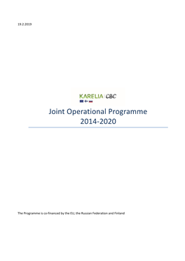 Joint Operational Programme 2014-2020