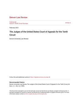 The Judges of the United States Court of Appeals for the Tenth Circuit