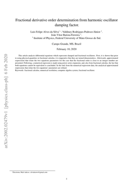 Fractional Derivative Order Determination from Harmonic Oscillator Damping Factor