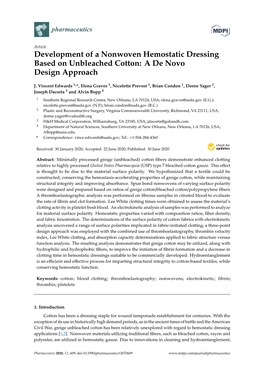 Development of a Nonwoven Hemostatic Dressing Based on Unbleached Cotton: a De Novo Design Approach