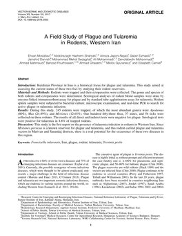 A Field Study of Plague and Tularemia in Rodents, Western Iran