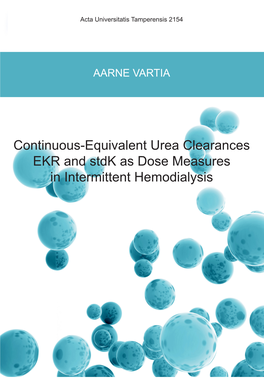 Continuous-Equivalent Urea Clearances EKR and Stdk As Dose Measures in Intermittent Hemodialysis AARNE VARTIA