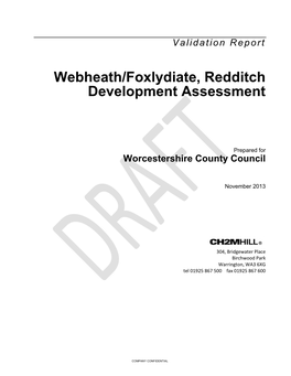 Webheath/Foxlydiate, Redditch Development Assessment