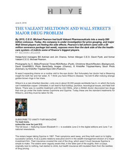 The Valeant Meltdown and Wall Street's Major Drug