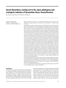 Phylogeny and Ecological Radiation of Tyrannidae (Aves, Passeriformes)