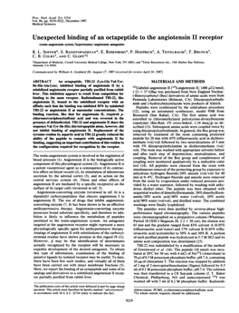 Unexpected Binding of an Octapeptide to the Angiotensin II Receptor (Renin-Angiotensin System/Hypertension/Angiotensin Antagonist) R