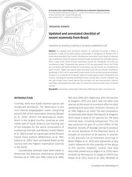 Updated and Annotated Checklist of Recent Mammals from Brazil