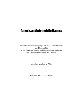 American Automobile Names