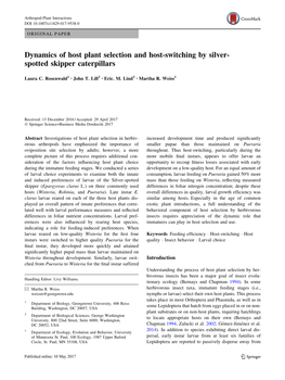 Dynamics of Host Plant Selection and Host-Switching by Silver- Spotted Skipper Caterpillars
