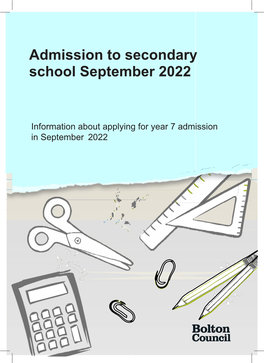 Admission to Secondary School September 2022
