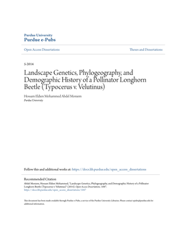 Landscape Genetics, Phylogeography, and Demographic History of a Pollinator Longhorn Beetle (Typocerus V