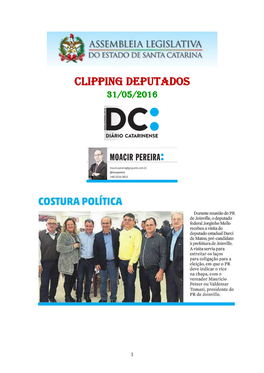 Clipping Deputados 31/05/2016