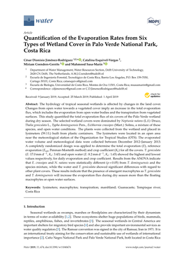 Quantification of the Evaporation Rates from Six Types of Wetland