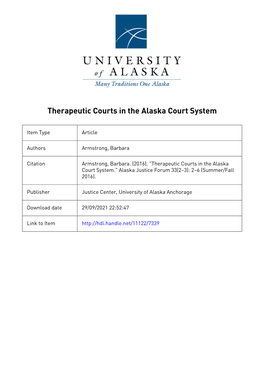 Therapeutic Courts in the Alaska Court System
