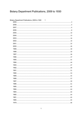 Botany Department Publications, 2009 to 1930