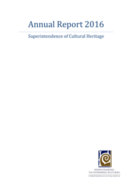 Annual Report 2016 Superintendence of Cultural Heritage