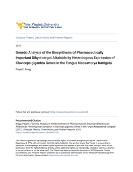 Genetic Analysis of the Biosynthesis of Pharmaceutically Important