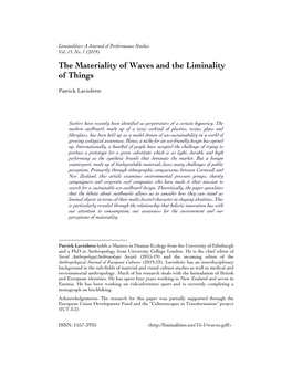 The Materiality of Waves and the Liminality of Things