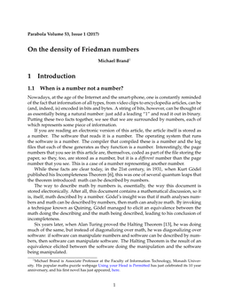 On the Density of Friedman Numbers 1 Introduction