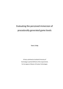 Evaluating the Perceived Immersion of Procedurally Generated Game Levels