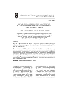 Case Report HISTOPATHOLOGIC FINDINGS in MULTICENTRIC