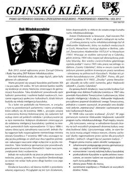 Gdinsko Klęka Pismo Gdyńskiego Oddziału Zrzeszenia Kaszubsko - Pomorskiego • Kwartał I (63) 2012