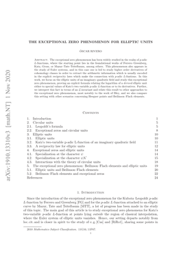 Arxiv:1910.13310V3 [Math.NT] 1 Nov 2020 O.Ct N Scoe Nsii Otesuyo .G Cs and [Cas] G