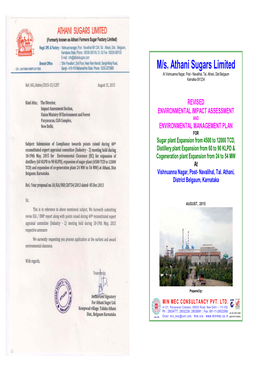 M/S. Athani Sugars Limited at Vishnuanna Nagar, Post - Navalihal, Tal