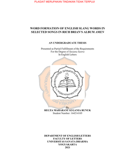 Word Formation of English Slang Words in Selected Songs in Rich Brian’S Album Amen