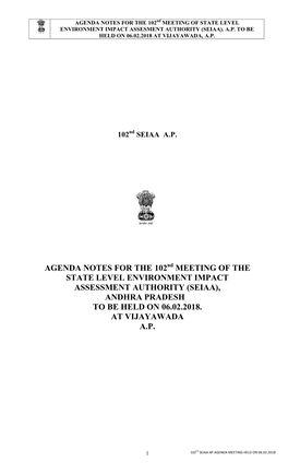 Agenda Notes for the 102 Meeting of the State Level