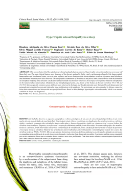 Hypertrophic Osteoarthropathy in a Sheep