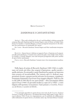 Zandonai E I Cantanti Etnei