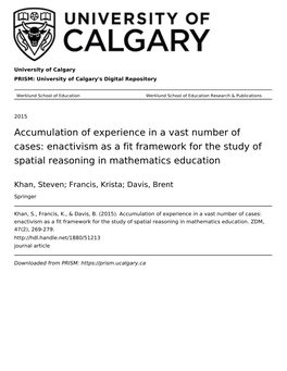 Enactivism As a Fit Framework for the Study of Spatial Reasoning in Mathematics Education