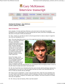 Project Camelot | Gary Mckinnon Transcript