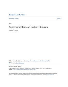 Supermarket Use and Exclusive Clauses Emanuel B