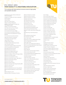 High-Quality & Equitable Education Impact Area