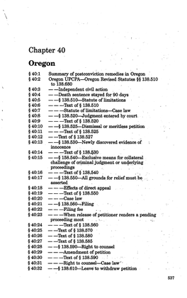 Oregon Attorney Post Conviction Manual